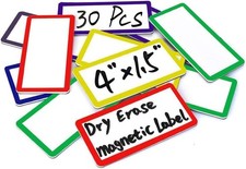 US Stock 30 x Magnetic Dry Erase Labels 1.5x4" Colored Magnets for Whiteboard