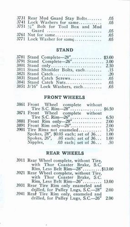 LISTA DE PIEZAS HARLEY DAVIDSON 1911 PARA MODELOS 7, 7A, 7B, 7C y 7D - reproducción Foto 3 de 4