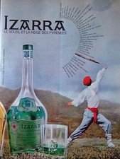 PUBLICITÉ 1965 VIEILLE LIQUEUR COTE BASQUE IZARRA VERTE NEIGE DES PYRENNEES