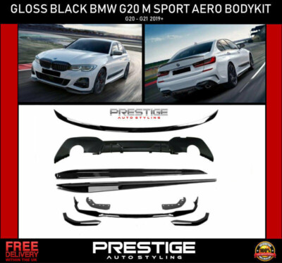 FOR BMW 3 SERIES G20 G21 M PERFORMANCE KIT GLOSS BLACK STYLE FRONT LIP  BODYKIT