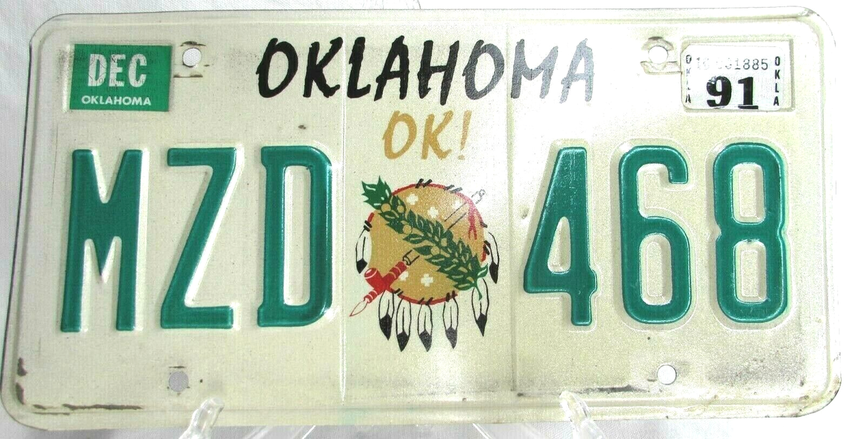 Vintage Oklahoma OK Native Shield Retired Car Truck License Plate