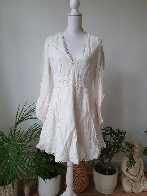 midi linen wrap dress Midi Linen Wrap Dress (Beige and Orange) M