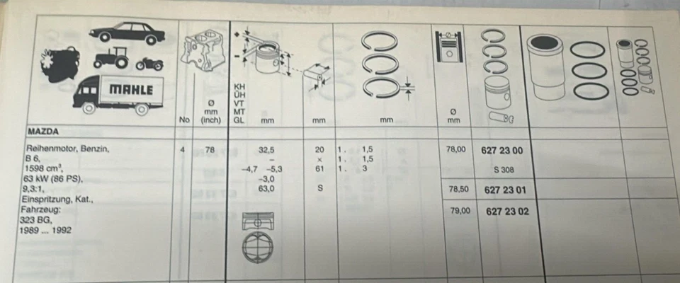 Conjunto de pistón 4 piezas X AE 23941 78,00 MM O/S 1,00 MM para MAZDA 323 III Estate BW Foto 2 de 4