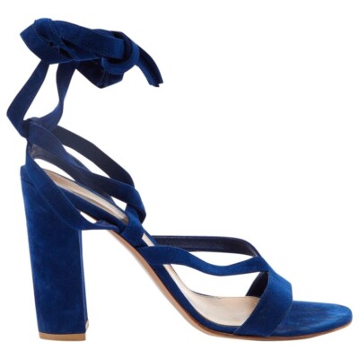 Marke: Gianvito Rossi Römersandalen Größe 40 Blau Veloursleder Gladiator 