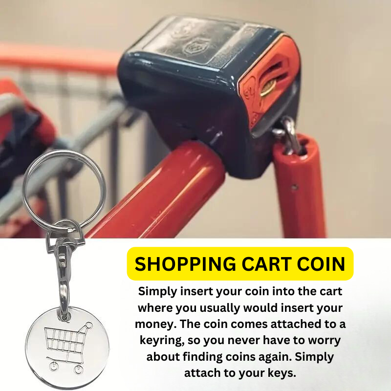 Trolley Coin Removable Keyring - £1 Pound Supermarket Shopping Cart Token, Plastic, UK Made Aldi Key - Foto 10