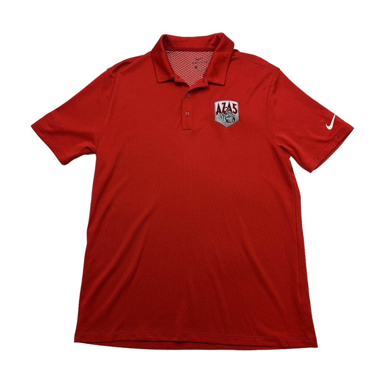 Nike AZA5 Polo Shirt Mens M Medium Red Dri-Fit Hex Textured