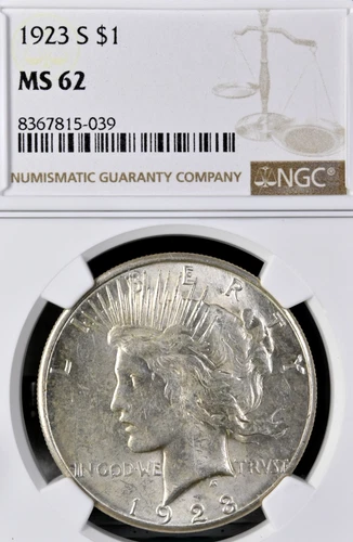 NGC MS-62! 1923-S PEACE DOLLAR