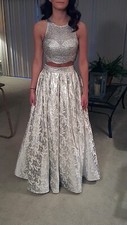 Absolutely Gorgeous Silver Two-Piece Prom Dress by Blush 