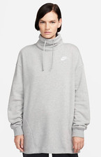 Women's Nike Gray Sportswear Club Fleece Oversized Mock-Neck Sweatshirt Size L