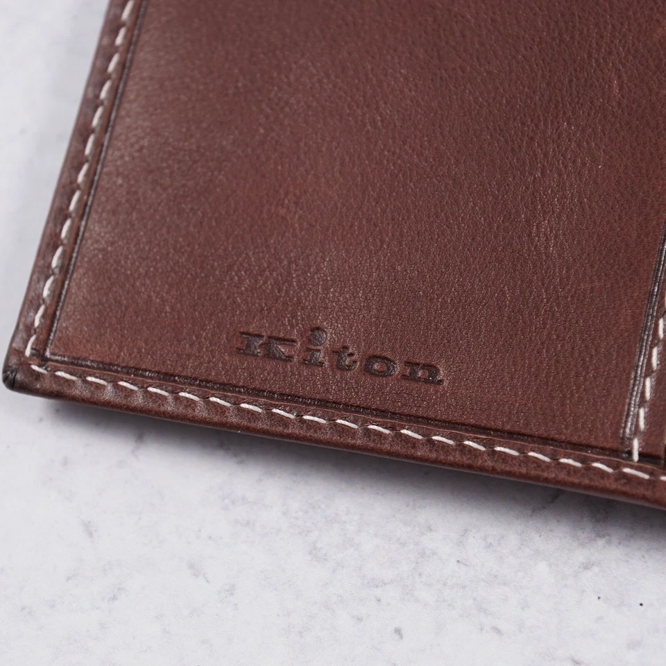 Kiton Mid Brown Soft Calf Leather Mini Travel Wallet with Address Book - Image 4 of 4