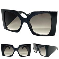 OVERSIZED EXAGGERATED VINTAGE RETRO Style SUNGLASSES Big Super Thick Black Frame