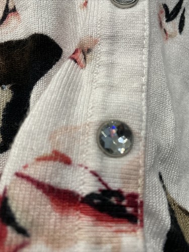White House Black Market Snap Up Cardigan W/Gems Multicolored Floral Size S - Picture 3 of 8