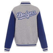 MLB Los Angeles Dodgers Reversible Full Snap Fleece Jacket Embroidered Logos JHD