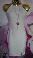 NEW XMAS WHITE STRETCH MISSGUIDED SEXY MIDI SIDE LADIES DRESS SIZE 6 EU 34