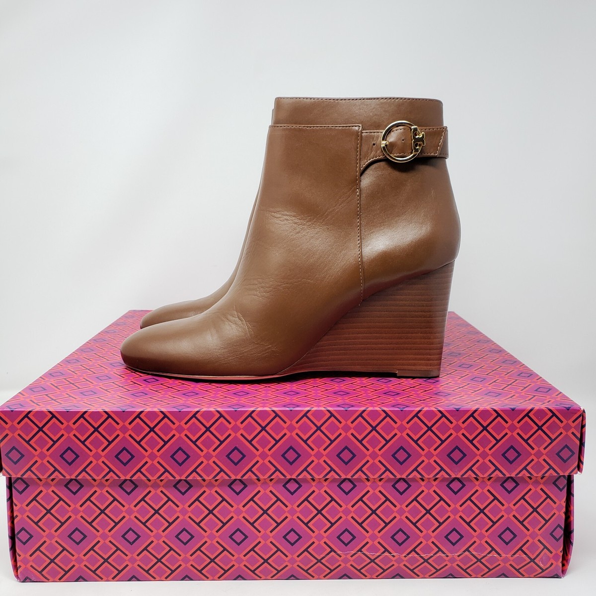 NIB TORY BURCH Sofia 85mm Leather Wedge Ankle Bootie Size
