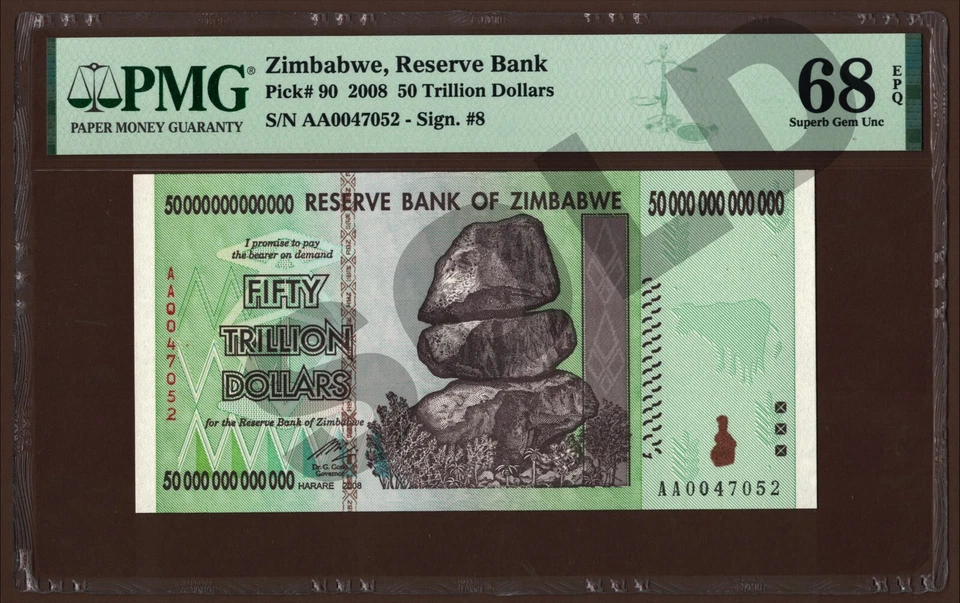 50 Trillion Zimbabwe Dollars Banknote AA 2008 P90 PMG CERTIFIED 100 % AUTHENTIC - Image 4 of 4