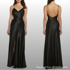 NEW Jenny Yoo Black Diva Vneck satin crepe gown size 12