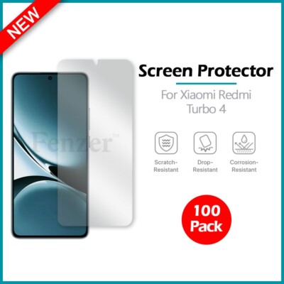 100-Pack LCD Clear HD Screen Protector for Android Phone Xiaomi Redmi Turbo 4