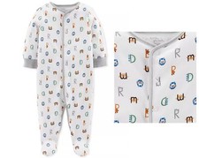 Little Planet Organics Baby Boys Alphabet-Print Cotton Coverall Newborn