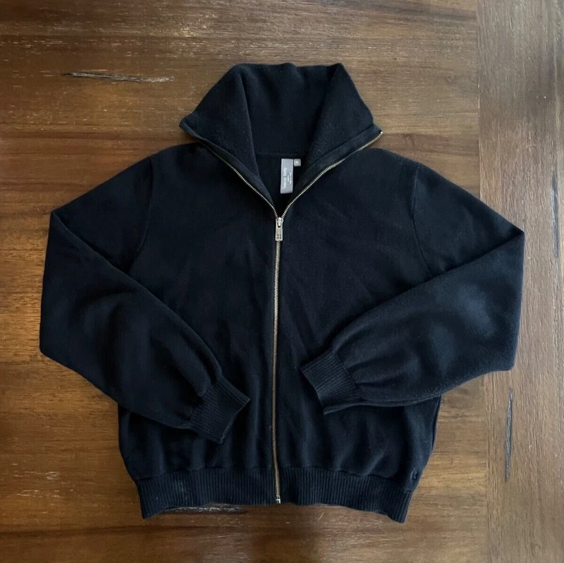 sweaty-betty wool blend cowl neck zip athleisure jacket