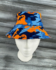 Blue Orange Shark Child Toddler Bucket Hat UV Skinz Reversable Water Resistant