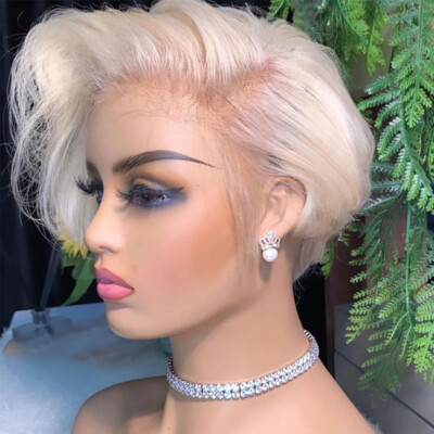 Pixie Cut 13x4 Lace Front Perücken Echthaar Brazilian Wig Blond Bob Perücken