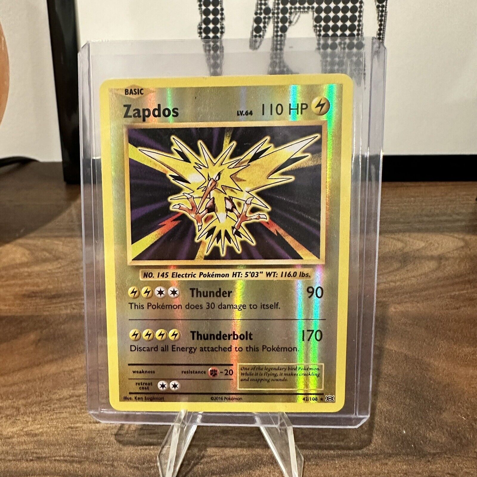 Zapdos REVERSE HOLO RARE 42/108 Pokemon TCG XY Evolutions Card NM Shiny  2016