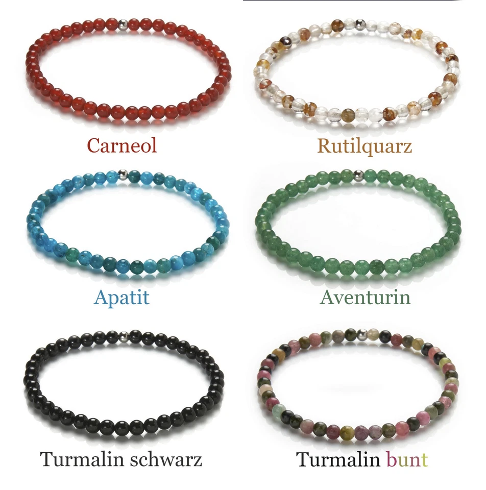 Edelstein Armband - 4mm Kugel-Armband Naturstein - Perlenarmband - viele Sorten - Bild 2 von 4