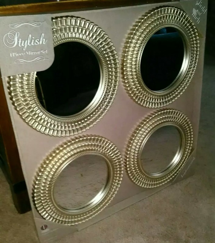 4 pk. Wall Mirror Set * Light Gold In Color * beautiful! (BRAND NEW) 