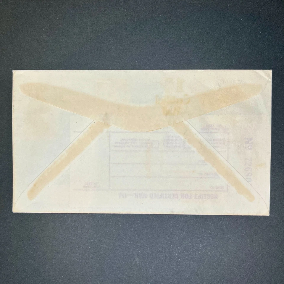 1955 US #FA1 FDC - Mailman Artcraft Cachet + Certified Mail Receipt - Addressed - Image 2 of 2