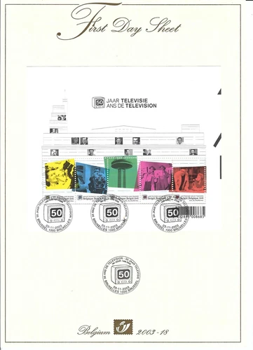 [FDS112] Belgium FDS 2003-18 Television Communication First Day Sheet SUPERB