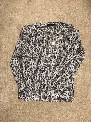 Women's The Limited Blouse--Size S--Black/White Animal Print