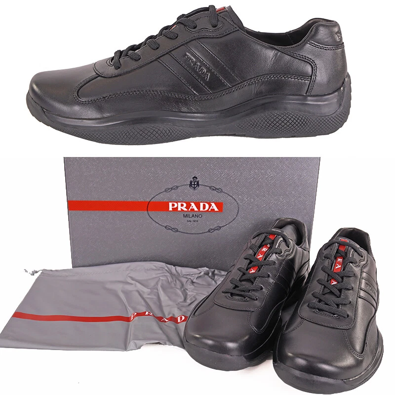 Prada Brushed Leather Sneakers Bike Fabric Suede Black Men's -  2EG424_3C37_F0002 - US