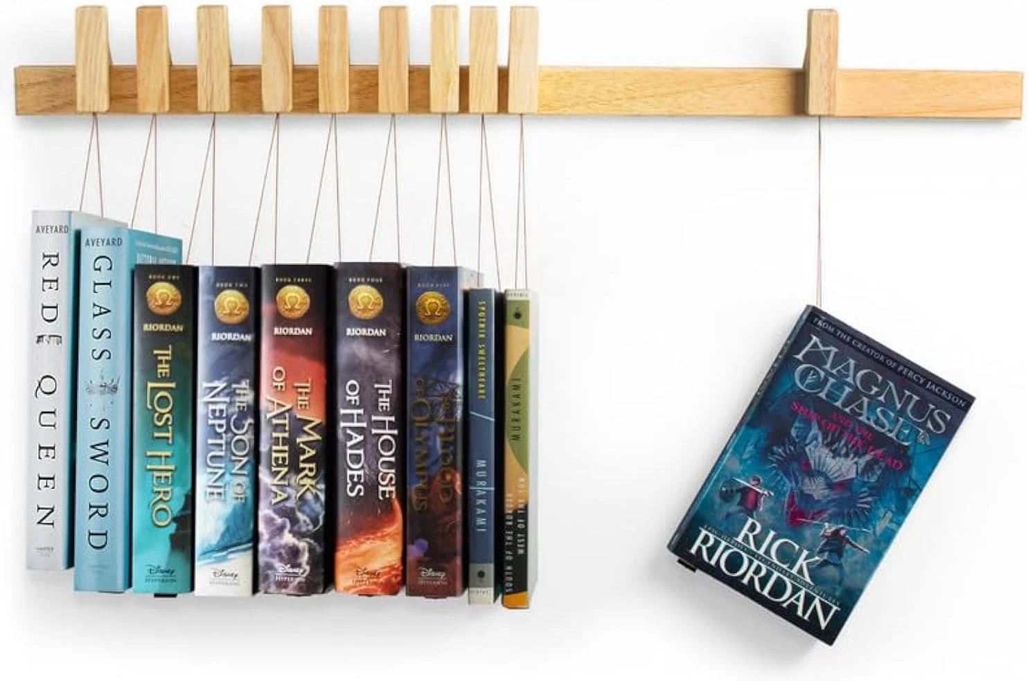Floating Wall Bookshelf - Stylish Hardwood Organizer & Bookmarks - Gift for Read