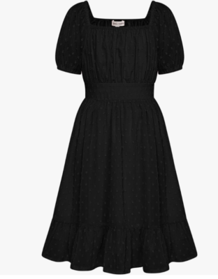 Black Swiss Dot Midi Dress