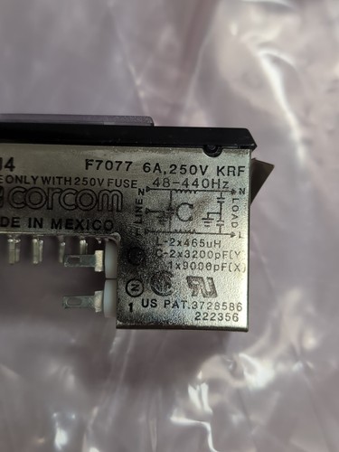 CORCOM 6J4 Power Entry Module F7077 6A 250V KRF 48-440HZ - Picture 2 of 7