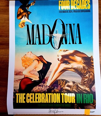 OFFICIAL MADONNA Tour Poster Celebration Tour in RIO plate signed