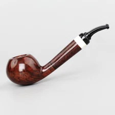 Briar Wooden Tobacco Pipe Handmade Bent Vulcanized rubber Stem Smoking Pipe