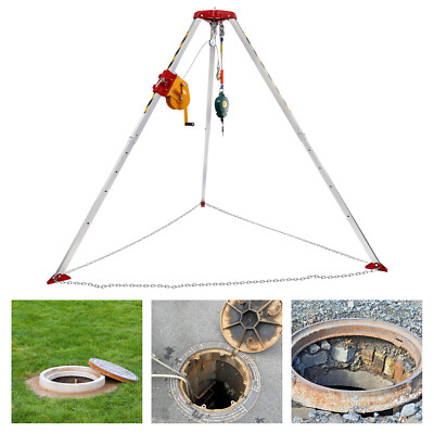 661lbs Confined Space Tripod Kit Aluminium Alloy Rescue Tripod w/ Fall Arrester