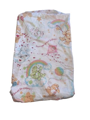 Care Bears Twin Fitted Sheet / Vintage / Bibb Co. / Cartoon / Rainbow 1982