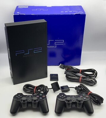 Sony PlayStation 2 Konsole | PS2 Schwarz | inkl. OVP, 2x Controller, Kabel etc.