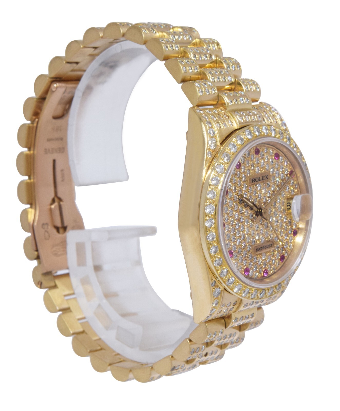 Rolex Datejust President 18k Yellow Gold Diamond Iced Out Ruby 31mm Watch 68278 image 6