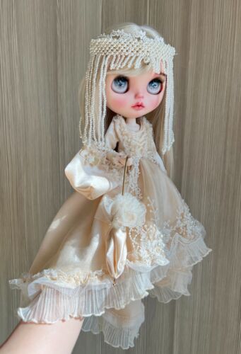 Ropa de Muñeca Blythe -- Juego de Vestido Champagne Oro Francés Retro Estilo Corte (NUEVO) - Imagen 1 de 24