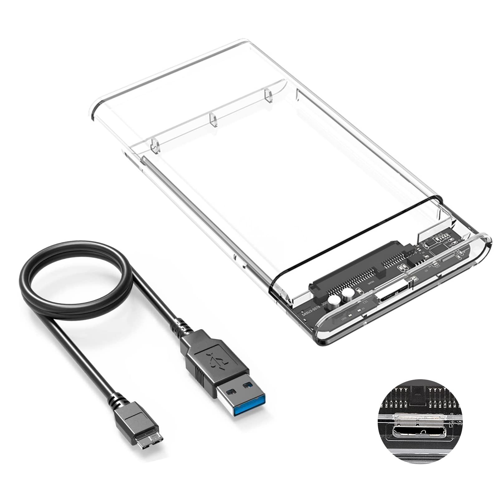 Custodia Esterno per Disco Rigido 2.5 SSD /HDD， USB 3.0 Adattatore per disco