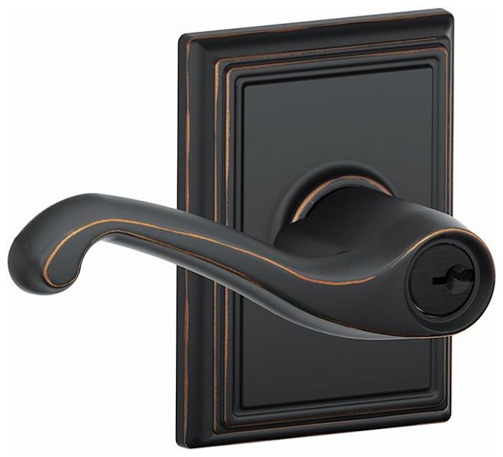 Schlage F51-FLA-ADD Flair Bronze Keyed Entry Door Lever Single Cylinder