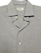 ETON Contemporary Fitted Dress Shirt Gingham Check Cotton Mens Sz L / 42- 14 1/2