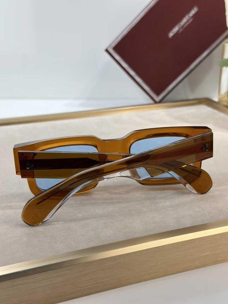 Stylish Rectangular Sunglasses Brown Frame Blue L… - image 7