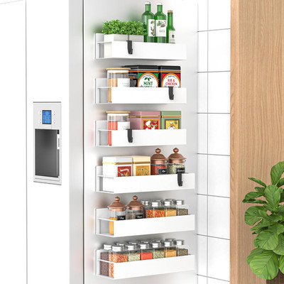 6 Pack Magnetic Spice Storage Rack Organizer for Refrigerator and Oven, White Fr