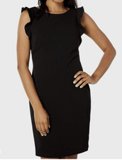 NWT Calvin Klein Women’s Ruffle Sleeveless Mini Dress Black Size 6 NYE Classic