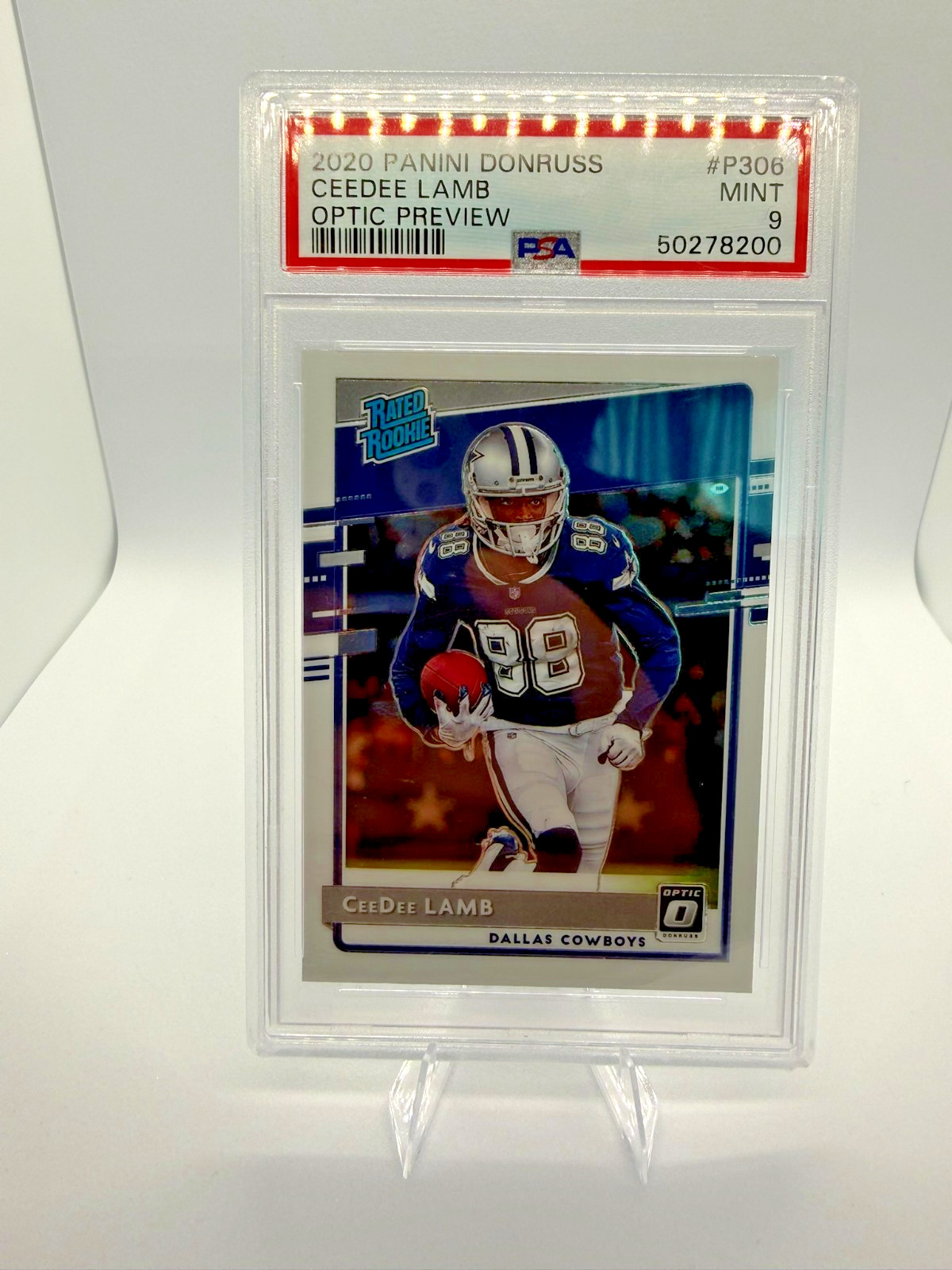 2020 Panini Donruss Optic CeeDee Lamb Optic Preview RC White Mint PSA 9 #P-306